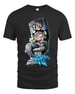 Dark Anime Statue Girl Graphic T Shirt Urban Street Art - black t-shirt on white background