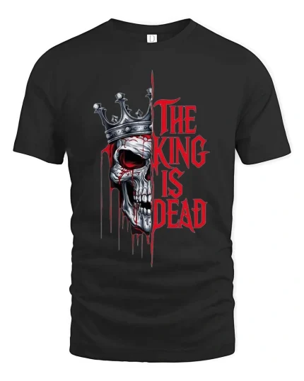The King Is Dead Skull Crown Graphic T Shirt Dark Gothic - black t-shirt on white background