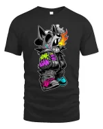Street Dog Honk Again Graphic T Shirt Urban Graffiti Vibe - black t-shirt on white background