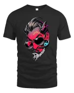 Devil Punk Yin Yang Graphic T Shirt Dark Street Style - black t-shirt on white background