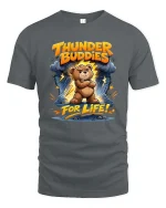 Thunder Buddies Bear Graphic T Shirt Cute Funny Storm - gray t-shirt on white background