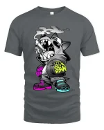 Street Wolf Graffiti Graphic T Shirt Urban Edgy Style - gray t-shirt on white background