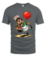 Funny Coffee Server Chaos Graphic T Shirt Cartoon Humor - gray t-shirt on white background