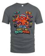 Funny Octopus Workout Graphic T Shirt Gym Humor Fitness - gray t-shirt on white background