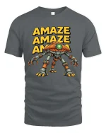 Amaze Robot Graphic T Shirt Funny Sci Fi Gamer Style Tee - gray t-shirt on white background