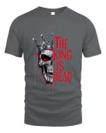 The King Is Dead Skull Crown Graphic T Shirt Dark Gothic - gray t-shirt on white background