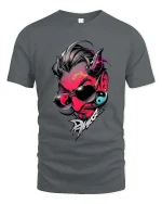 Devil Punk Yin Yang Graphic T Shirt Dark Street Style - gray t-shirt on white background