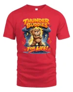 Thunder Buddies Bear Graphic T Shirt Cute Funny Storm - red t-shirt on white background
