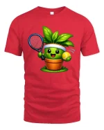 Cute Tennis Plant Graphic T Shirt Funny Garden Sport Tee - red t-shirt on white background