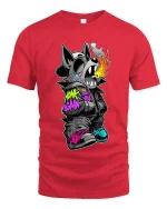 Street Dog Honk Again Graphic T Shirt Urban Graffiti Vibe - red t-shirt on white background