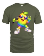 Rainbow Lemon Singer Graphic T Shirt Funny Party Vibes - military green t-shirt on white background