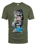 Dark Anime Statue Girl Graphic T Shirt Urban Street Art - military green t-shirt on white background