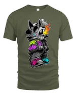 Street Dog Honk Again Graphic T Shirt Urban Graffiti Vibe - military green t-shirt on white background