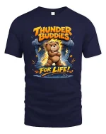 Thunder Buddies Bear Graphic T Shirt Cute Funny Storm - navy t-shirt on white background