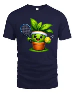 Cute Tennis Plant Graphic T Shirt Funny Garden Sport Tee - navy t-shirt on white background