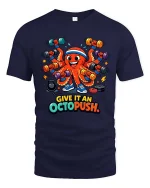 Funny Octopus Workout Graphic T Shirt Gym Humor Fitness - navy t-shirt on white background