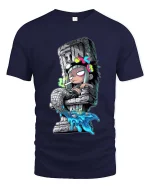 Dark Anime Statue Girl Graphic T Shirt Urban Street Art - navy t-shirt on white background