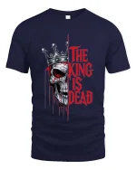 The King Is Dead Skull Crown Graphic T Shirt Dark Gothic - navy t-shirt on white background