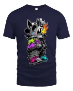 Street Dog Honk Again Graphic T Shirt Urban Graffiti Vibe - navy t-shirt on white background