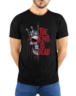 The King Is Dead Skull Crown Graphic T Shirt Dark Gothic - model wearing black tee with hands behind back