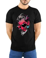 Devil Punk Yin Yang Graphic T Shirt Dark Street Style - model wearing black tee with hands behind back