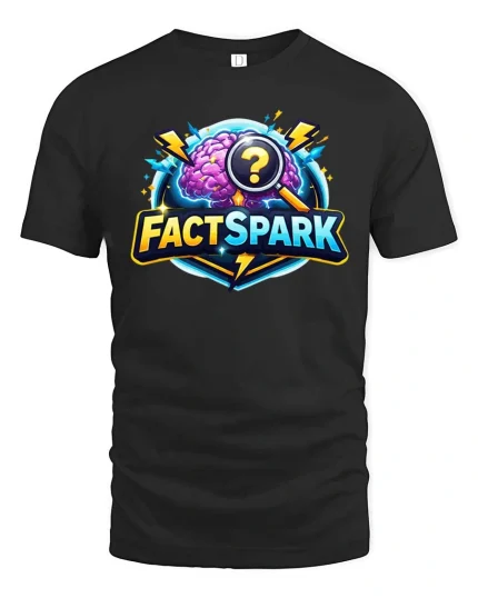 FactSpark Brain Quiz Science Knowledge Graphic tshirt - black t-shirt on white background