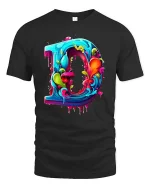Color Splash Letter D Graffiti Art Style tshirt Vivid Ink - black t-shirt on white background