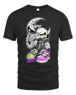 Moon Raven Skull Street Art Graffiti Style tshirt Edge - black t-shirt on white background