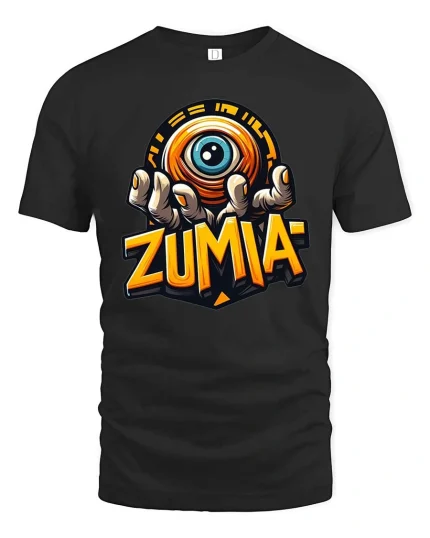 Zumia Mystic Eye Hand Graphic Street Art tshirt Vibes - black t-shirt on white background