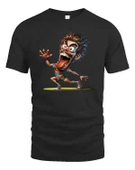 Crazy Cartoon Runner Funny Expression Street Style tshirt - black t-shirt on white background