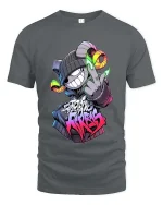 Neon Rebel Ram Street Art Graffiti Attitude tshirt Style Pro - gray t-shirt on white background