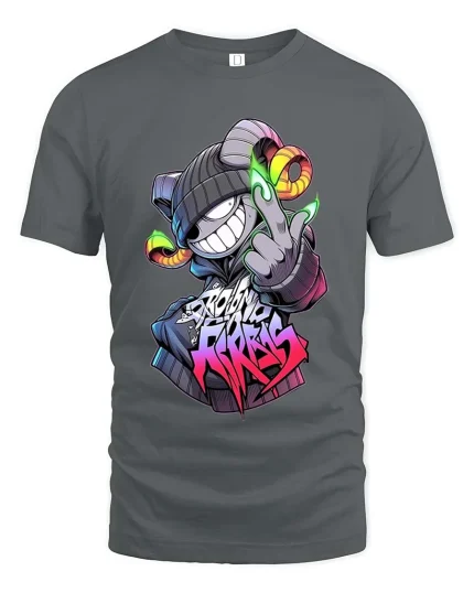 Neon Rebel Ram Street Art Graffiti Attitude tshirt Style Pro - gray t-shirt on white background