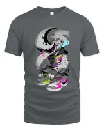 Moon Raven Streetwear Sneaker Art Urban Graphic tshirt - gray t-shirt on white background