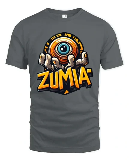Zumia Mystic Eye Hand Graphic Street Art tshirt Vibes - gray t-shirt on white background