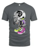 Street Raven Skull Sneaker Style Urban Graphic tshirt - gray t-shirt on white background