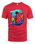 Color Splash Letter D Graffiti Art Style tshirt Vivid Ink - red t-shirt on white background