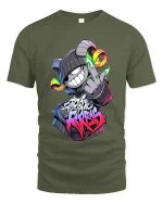 Neon Rebel Ram Street Art Graffiti Attitude tshirt Style Pro - military green t-shirt on white background