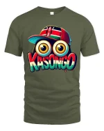 Kasongo Big Eyes Cartoon Urban Style Graphic tshirt - military green t-shirt on white background