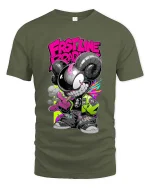 First Line Brave Neon Street Art Rebel Ram tshirt Vibes - military green t-shirt on white background
