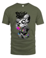 First In Line Dread Skull Ram Street Style tshirt Edge - military green t-shirt on white background