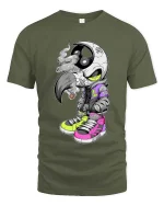 Street Raven Skull Sneaker Style Urban Graphic tshirt - military green t-shirt on white background
