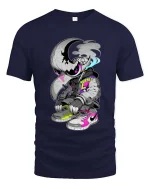 Moon Raven Streetwear Sneaker Art Urban Graphic tshirt - navy t-shirt on white background