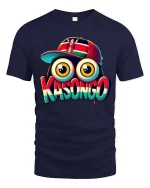 Kasongo Big Eyes Cartoon Urban Style Graphic tshirt - navy t-shirt on white background