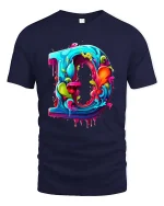 Color Splash Letter D Graffiti Art Style tshirt Vivid Ink - navy t-shirt on white background