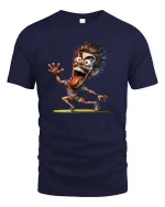Crazy Cartoon Runner Funny Expression Street Style tshirt - navy t-shirt on white background