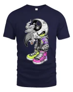 Street Raven Skull Sneaker Style Urban Graphic tshirt - navy t-shirt on white background