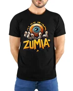 Zumia Mystic Eye Hand Graphic Street Art tshirt Vibes - model wearing black tee with hands behind back