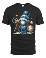 Cute Astronaut Space T Shirt Cartoon Galaxy Explorer Style Art - black t-shirt on white background