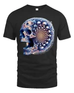 Fractal Skull T Shirt Psychedelic Cosmic Mind Bend Art Style - black t-shirt on white background