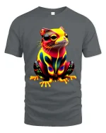 Neon Frog Art T Shirt Colorful Cute Psychedelic Animal Style - gray t-shirt on white background